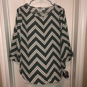 Green & White Blouse
